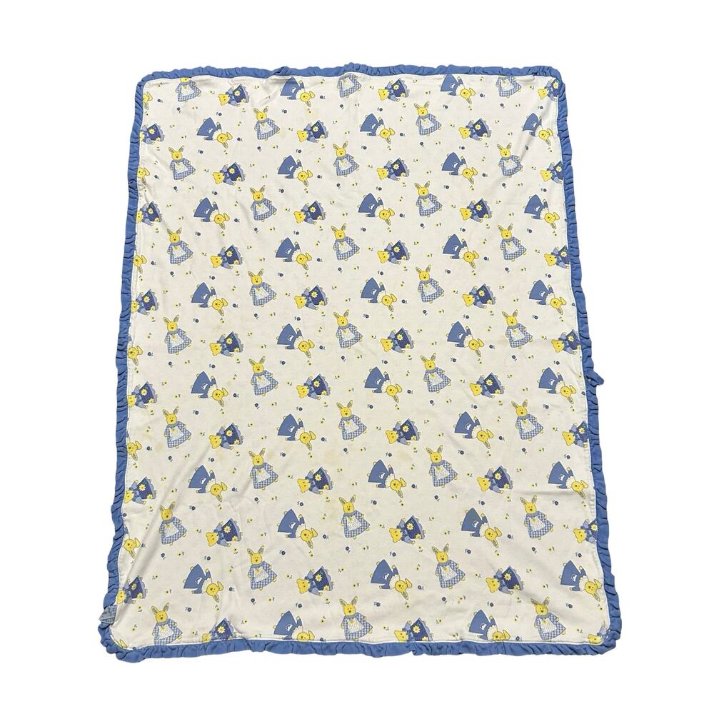 Vintage 1997 Gymboree French Country Baby Blanket Ruffle Trim Reversible